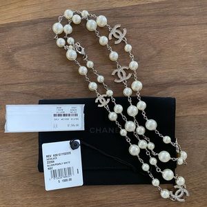 Chanel Silver and Pearl Necklace